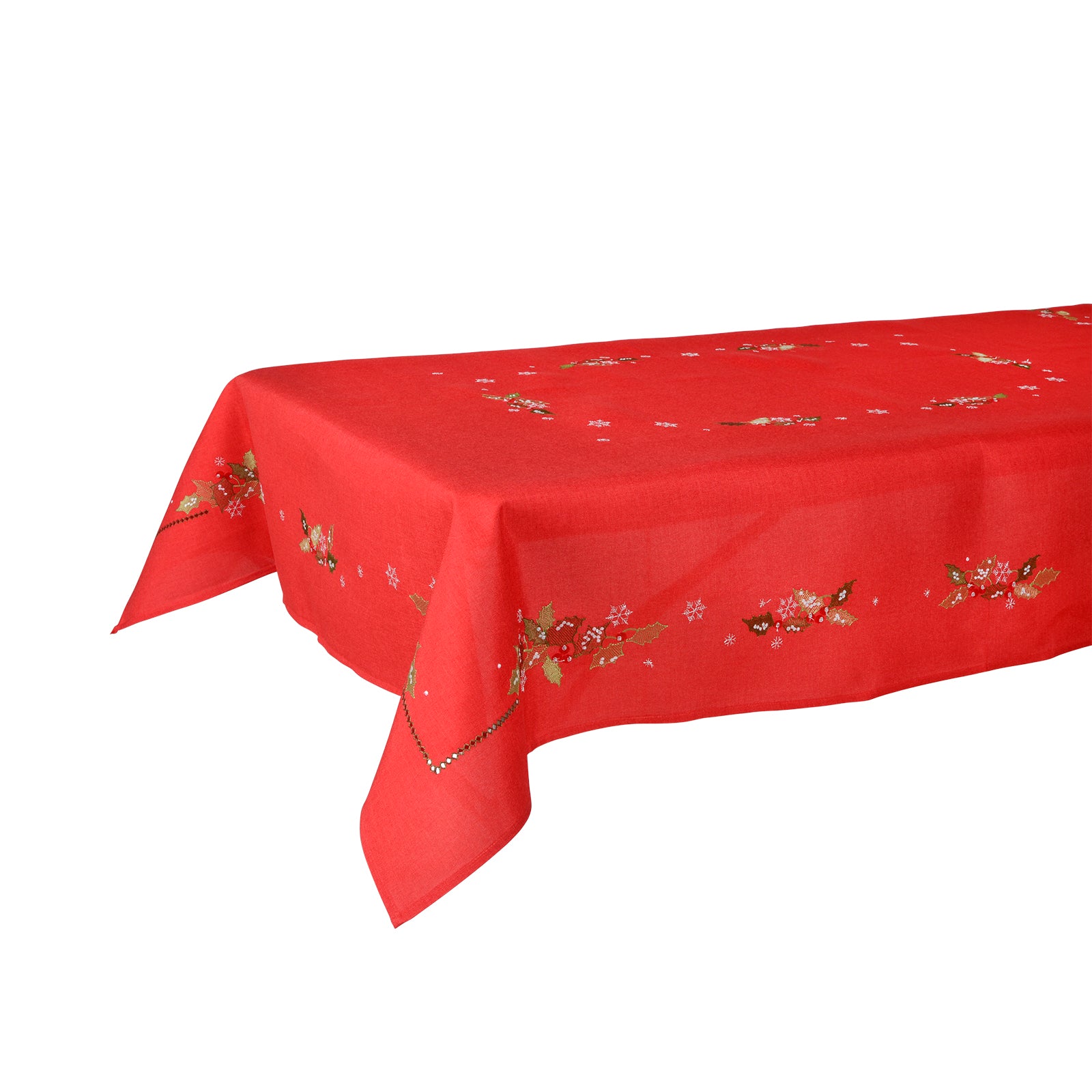 Mr Crimbo Holly & Berry Embroidered Tablecloth/Napkin - MrCrimbo.co.uk -XS5887 - Red -christmas napkins